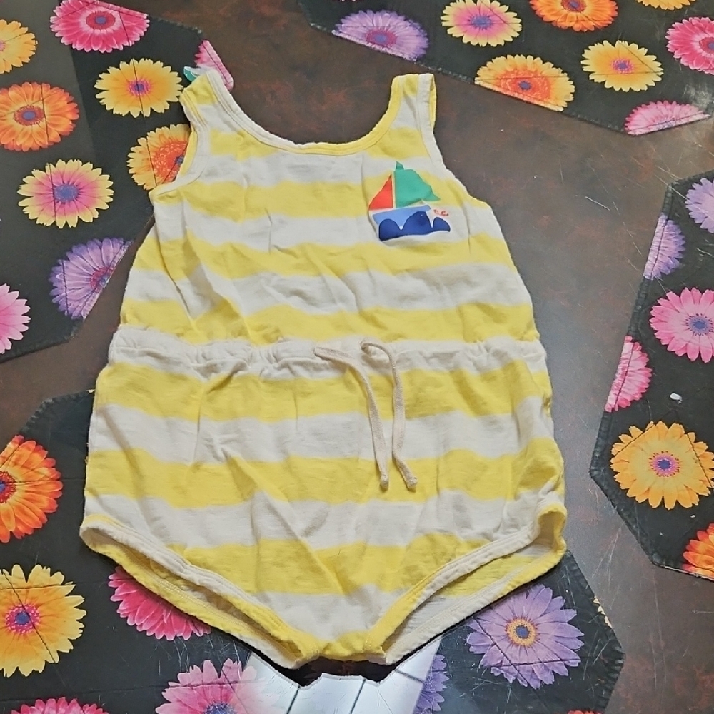 Bobo Choses Yellow and White Striped Kids One Piece